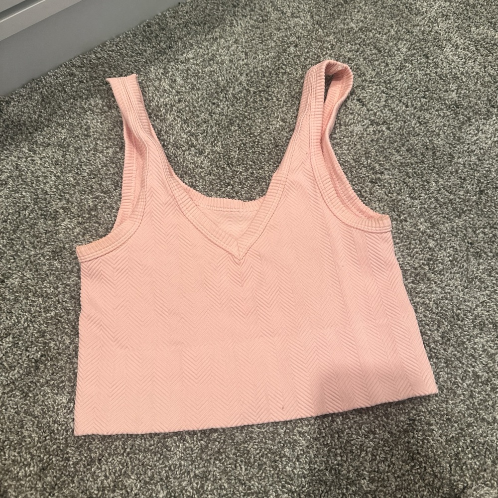 Pink Textured Crop Top